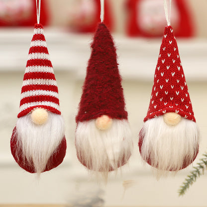 Gorro de punto con forma de bosque para ancianos, árbol de Navidad, muñeco colgante