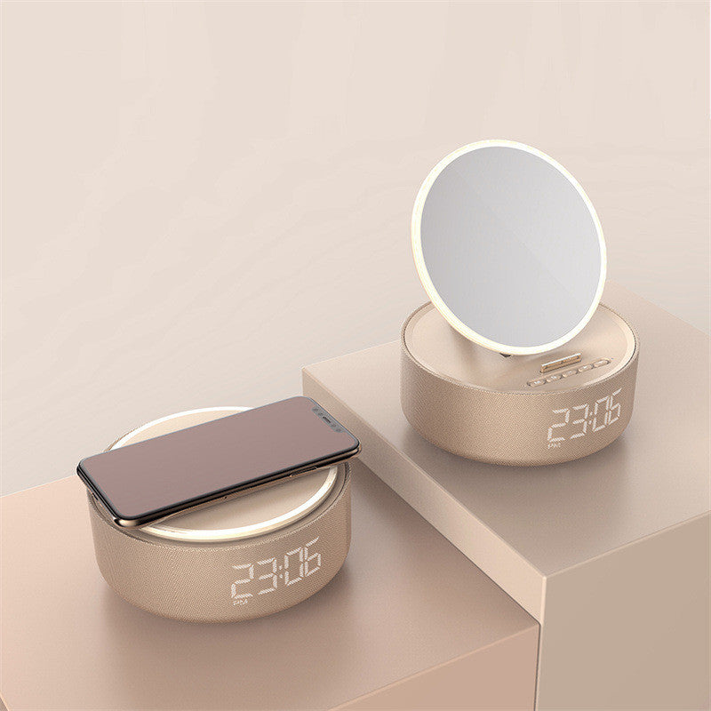 Miroir chargeur sans fil réveil Bluetooth haut-parleur LED veilleuse intelligente horloge numérique haut-parleur pour chargeur de téléphone