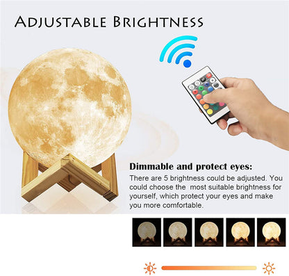 Luces LED de noche, lámpara de Luna, impresión 3D, luz de luna, regulable, regulable, recargable, mesita de noche, lámpara de escritorio, luz nocturna LED para niños 