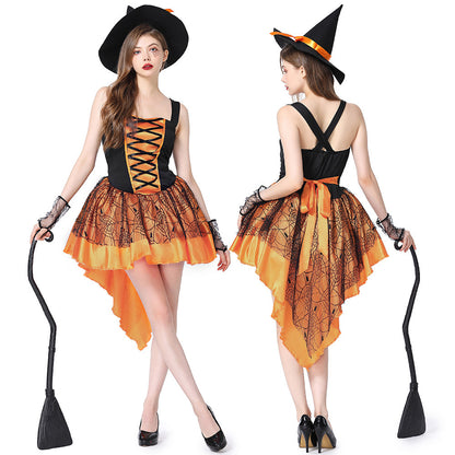 Déguisement d'Halloween en maille camisole sorcière multicolore fête rassemblement performance costume