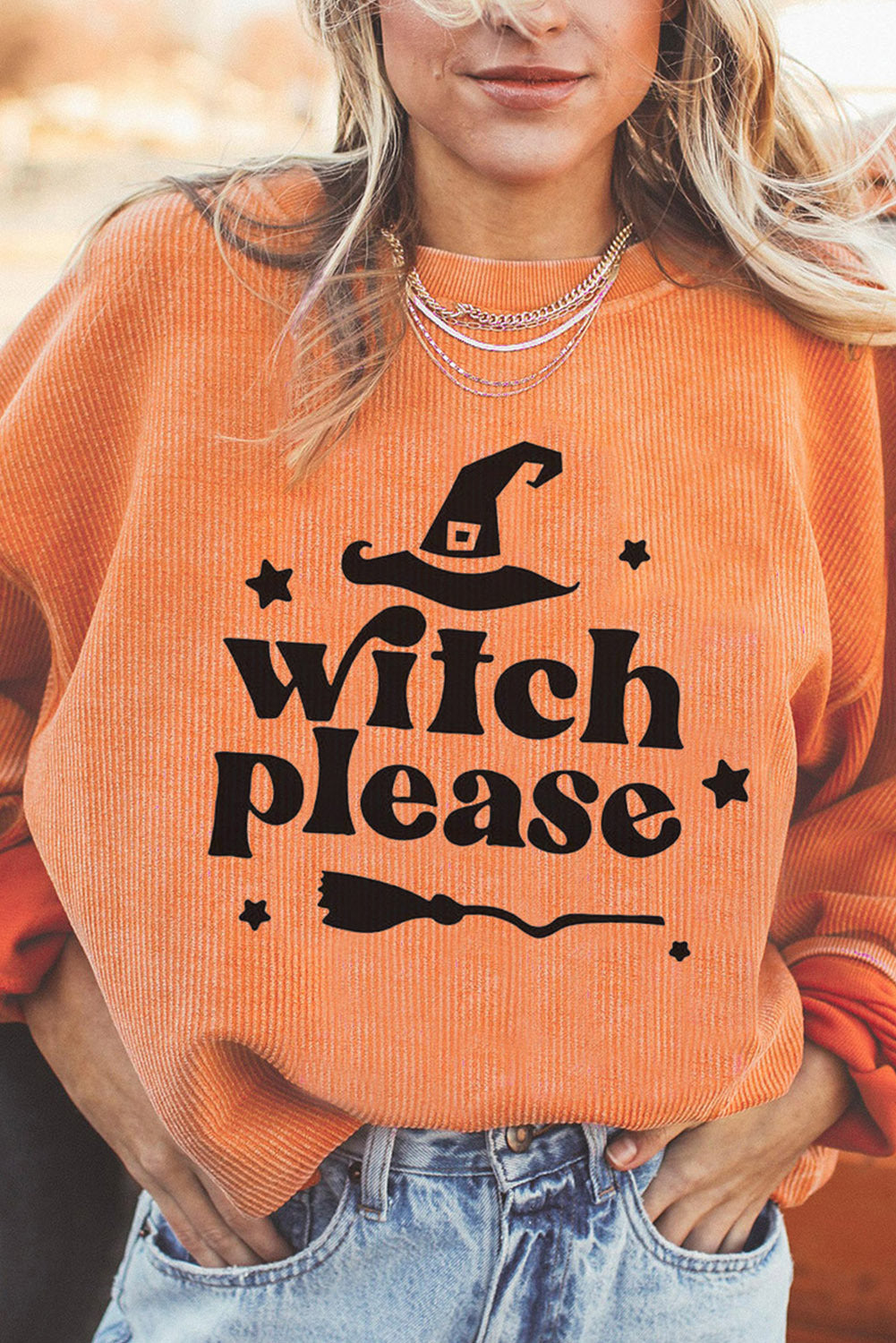 Pull tête de citrouille d'Halloween pour femme - Pull ample à col rond