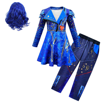 Girls' Blue Color Children's Halloween Costume Set