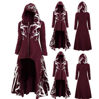 Nouveau Halloween habiller cape irrégulière imprimé à manches longues veste