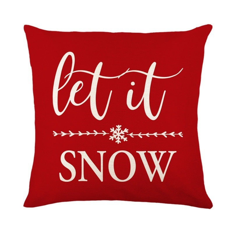 Christmas Pillow Cover Festival Festive Linen Printing Living Room Home Cushion Cover Bedroom Pillow