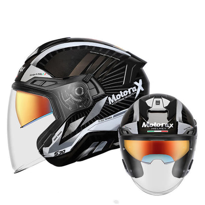 Montar con casco de motocicleta personalizado de doble lente