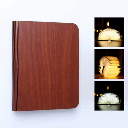 Lampe de livre à LED tournante et pliante à grain de bois