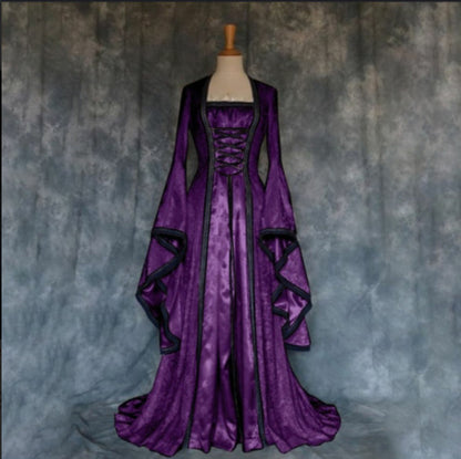 Robe rétro d'art médiéval d'Halloween pour femme