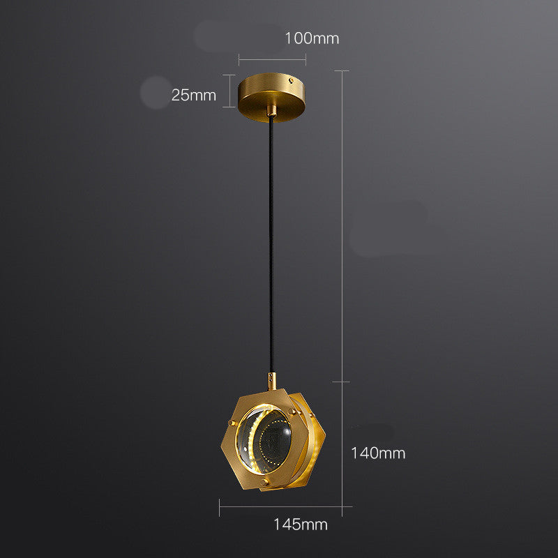 Lámpara de noche de dormitorio de cristal totalmente de cobre