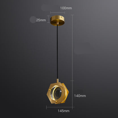 Lámpara de noche de dormitorio de cristal totalmente de cobre