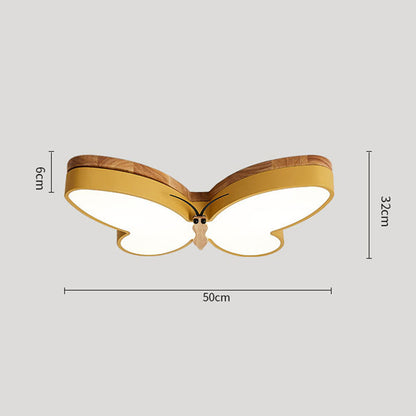 Lámpara nórdica Simple y creativa de mariposa para dormitorio, protección para los ojos, LED de dibujos animados