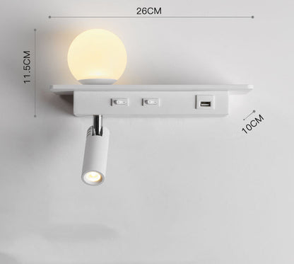 Lámpara de noche con estante para puerto USB