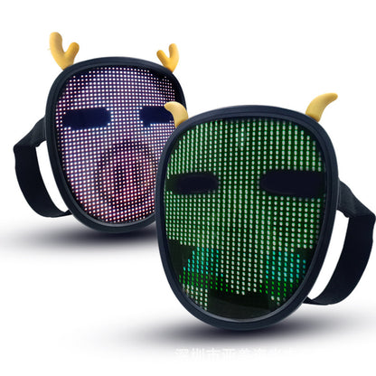 Nouveau masque d'Halloween à LED lumineux avec boucle à main contrôlée, masque lumineux, fête, cosplay, coussinet, jouet d'ambiance modifiable à faire soi-même