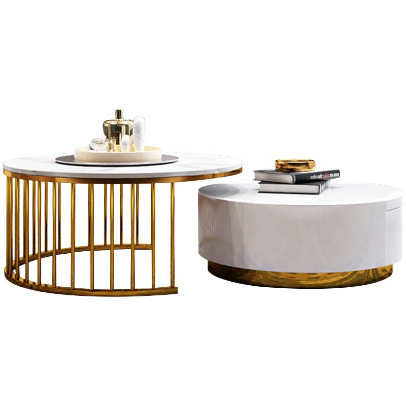 Table basse ronde en marbre rouge tendance