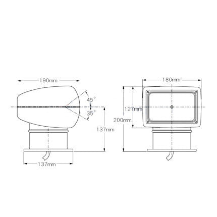 Foco de Control remoto para barco, reflector remoto marino para camión, bombilla de 12V y 100W