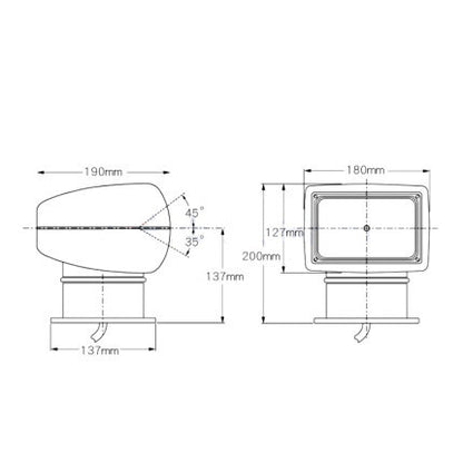 Foco de Control remoto para barco, reflector remoto marino para camión, bombilla de 12V y 100W