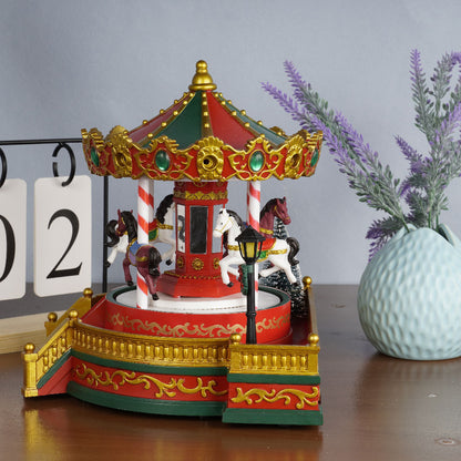 Christmas Gifts Merry Go Round Decorations Music Box LED Lights