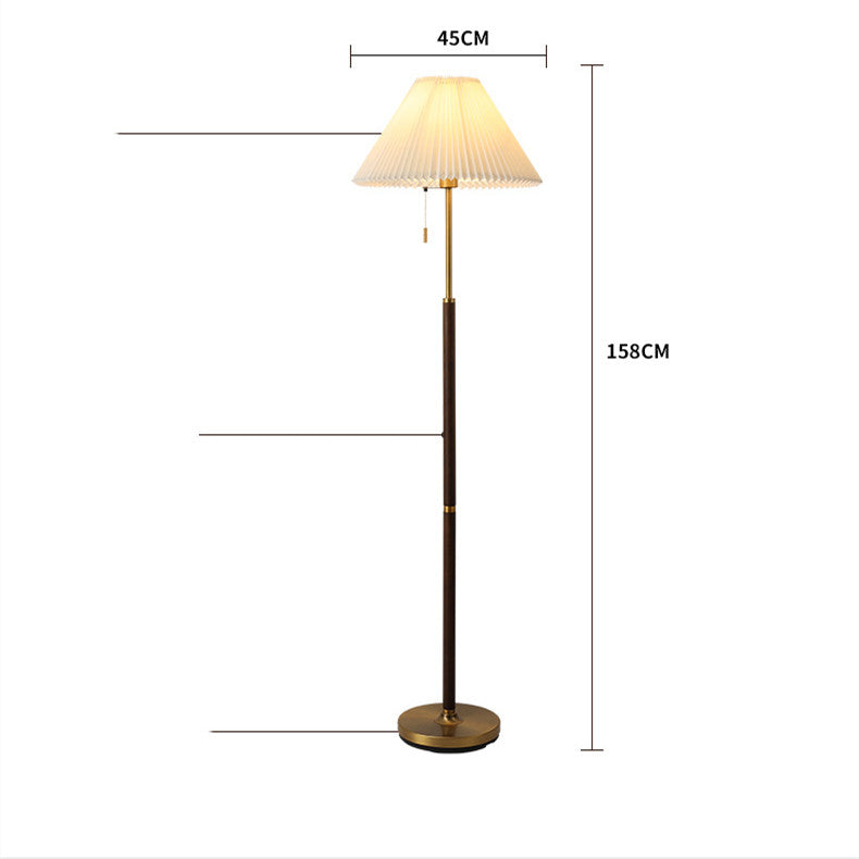 Retro Floor Lamp Living Room Study Bedroom Eye Protection Bedside Pleated Vertical