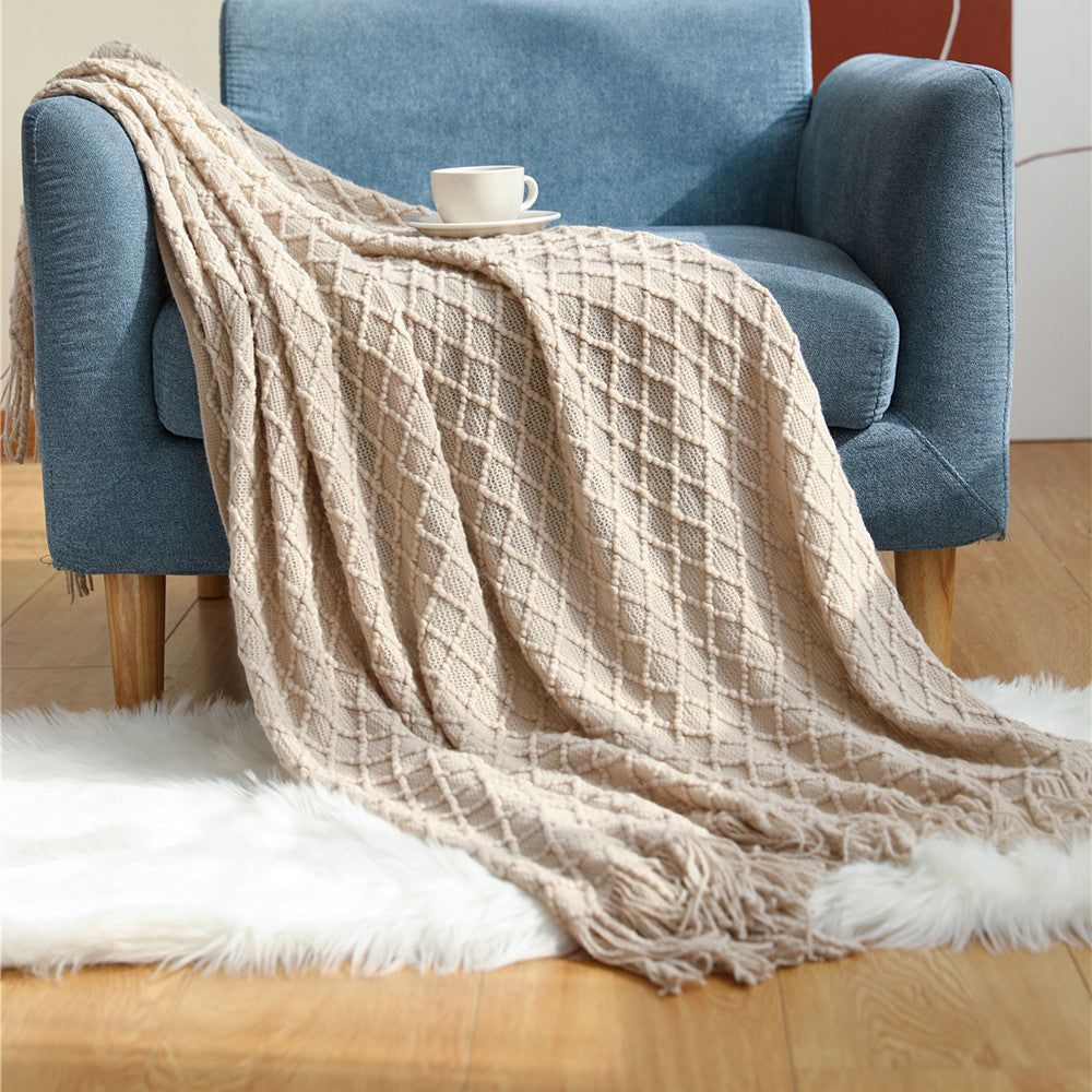 Nordic Style Sofa Cover Cover Blanket Knitted Blanket Shawl Blanket Amazon Tassel Bed Runner Wool Sofa Towel Cover Cloth