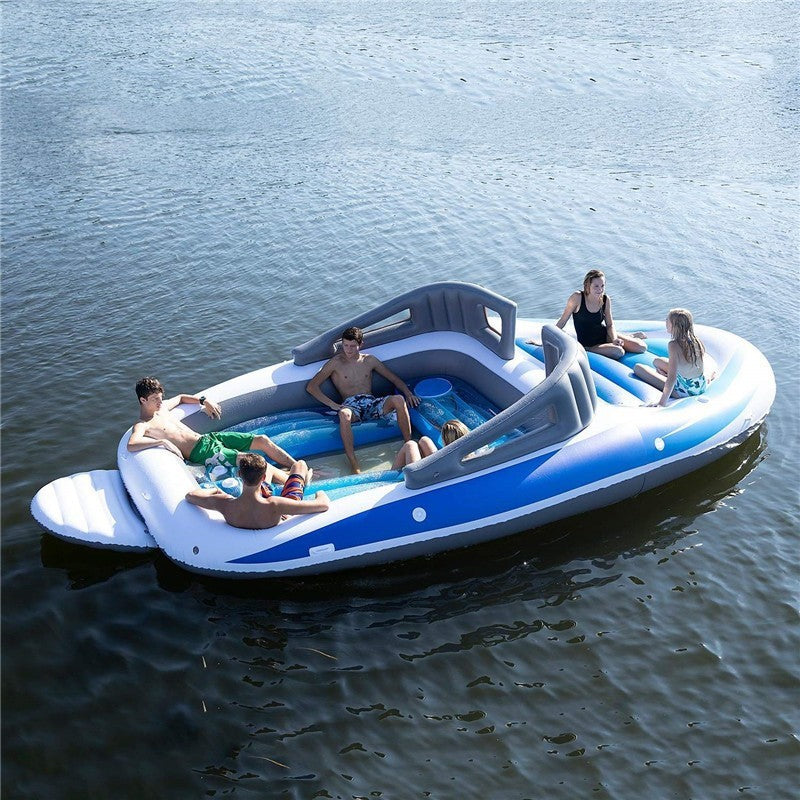 Inflatable PVC Water 6 Person Island Floating Bed