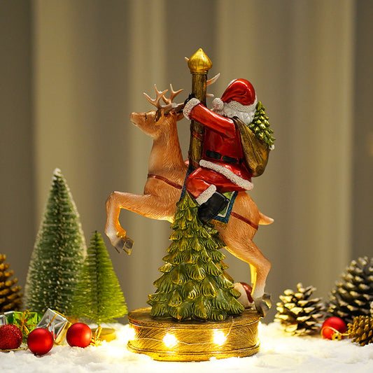 Adornos de resina para regalo de Navidad con caja de música