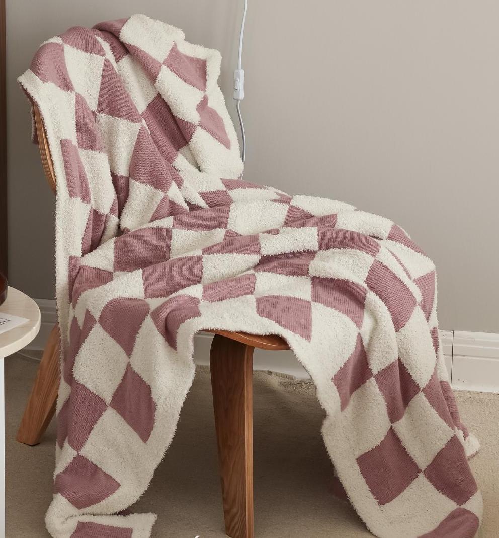 Checkerboard Lamb Fleece Casual Sofa Blanket