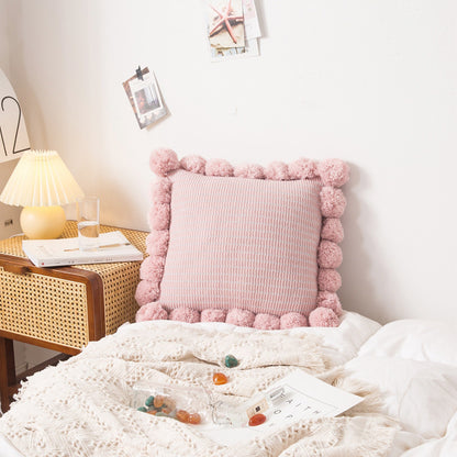 Housse de coussin douce pour lit avec coussin latéral à rayures tendance