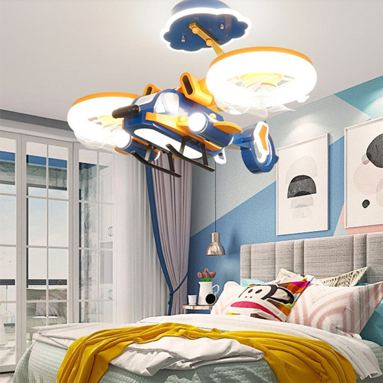 Dormitorio de habitación grande Smart Fighter Boy con luz de ventilador