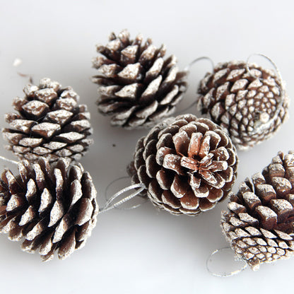 Pine Cone Christmas Tree Decoration Primary Color 5CM Pendant White Edge