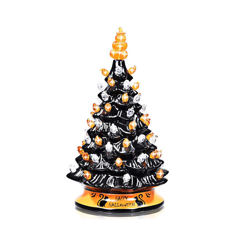 Battery Pumpkin Halloween Ceramic Tree