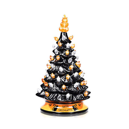 Battery Pumpkin Halloween Ceramic Tree