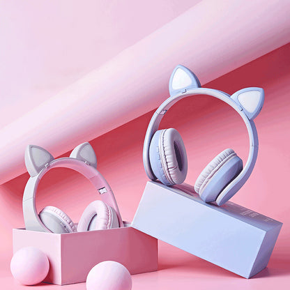 Oreilles de chat basses lourdes Bluetooth coeur girly mignon