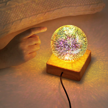 Veilleuse boule de cristal feu d'artifice USB 3D à brancher, veilleuse romantique à LED en forme d'étoile, lumières de Noël, décorations de Noël pour la maison