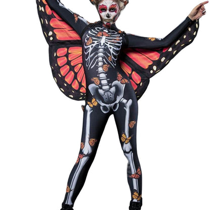 Capa de mariposa de Halloween, traje de moda para padres e hijos, mono con calavera