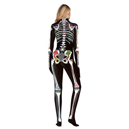 Maillot une pièce squelette humain Halloween pour femme