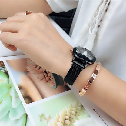 Star-cut face waterproof student watch