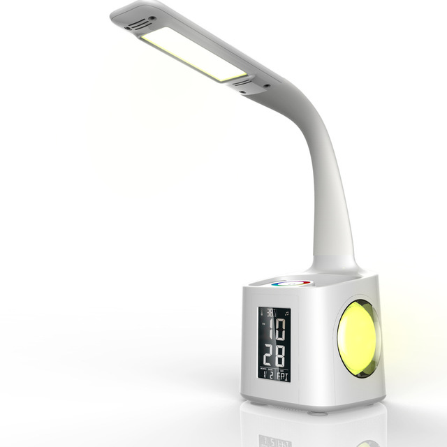 Lampe de bureau LED pour étude, Port de chargement USB, écran, calendrier et couleurs, veilleuse pour enfants, lampe de Table à intensité variable avec support de stylo