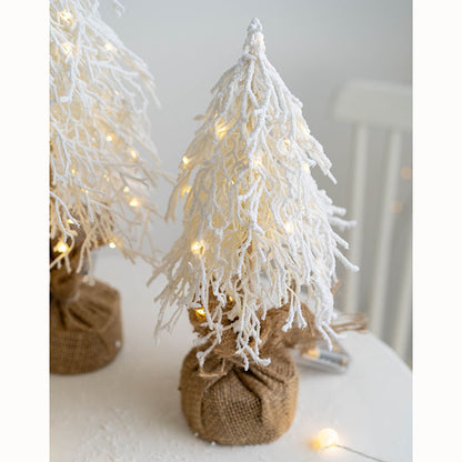 Navidad PE flocado decoraciones de mesa de árbol pequeño