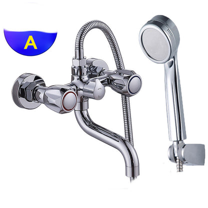 Bathroom Concealed Triple Shower Mixer Valve Copper Double Control Bathtub Faucet