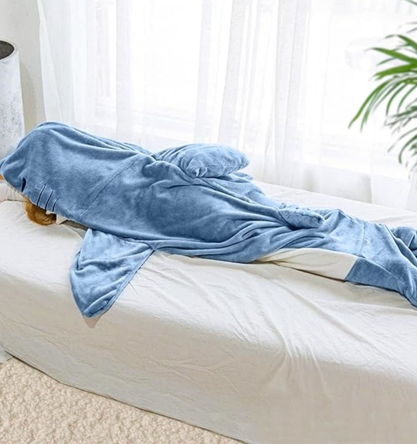 Ambitelligence Shark Blanket Sudadera con Capucha Mono para Adultos y niños, Acogedor Saco de Dormir de tiburón con Disfraz de Franela