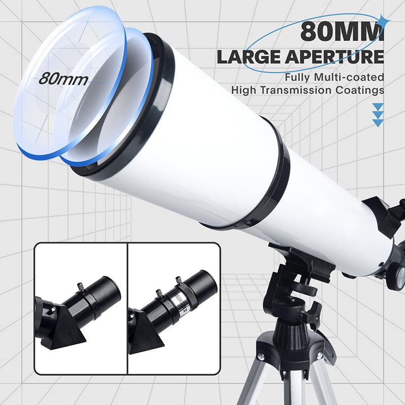 Distance focale du télescope astronomique en métal avec adaptateur téléphonique