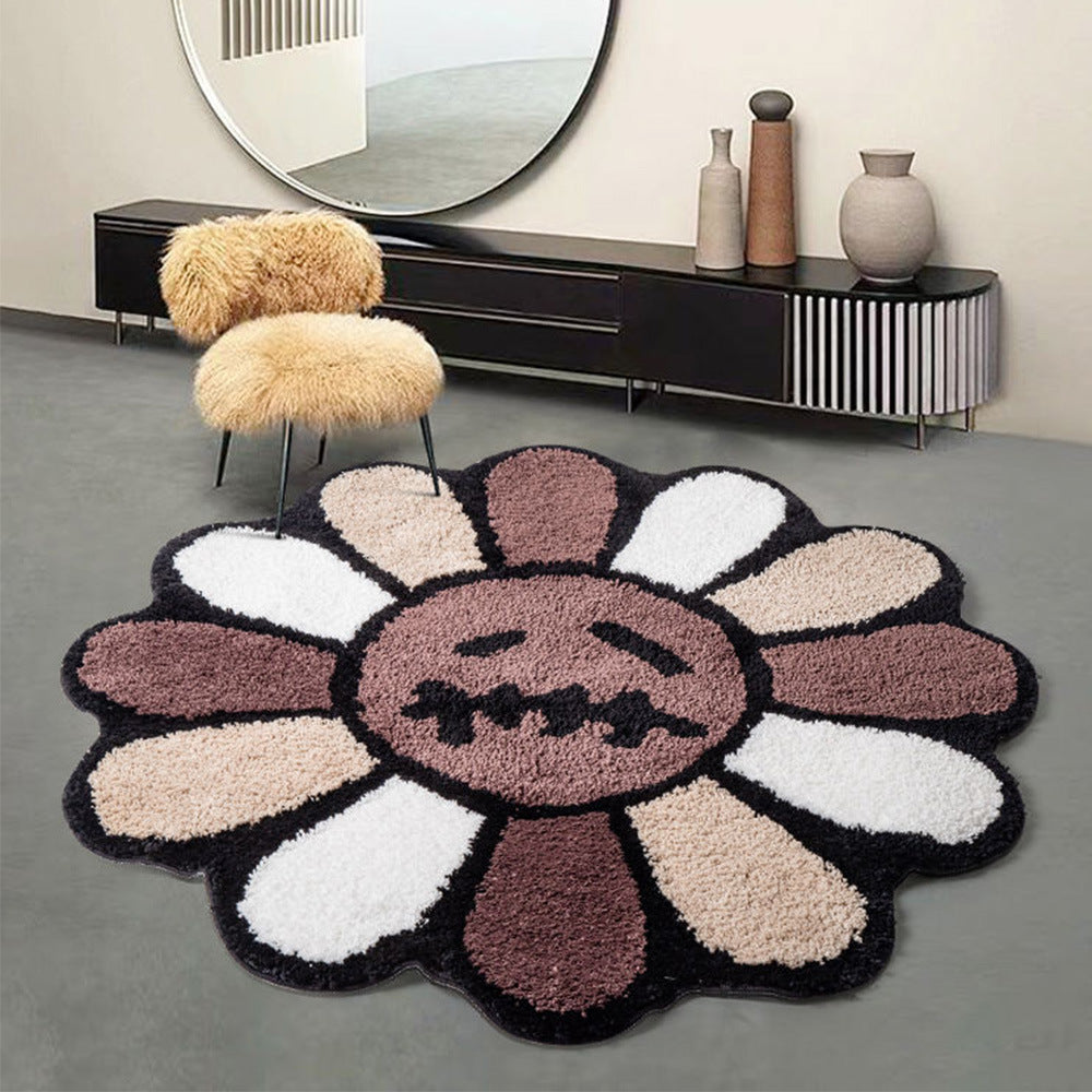 Alfombra de poliéster con forma de flor y cara de fantasma para Halloween