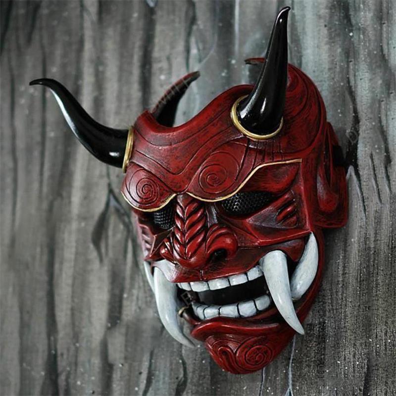 Halloween Latex Red Face Mask With Fangs