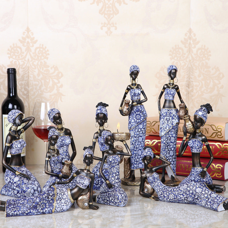 Home Decoration Ornaments Resin African Doll Figures