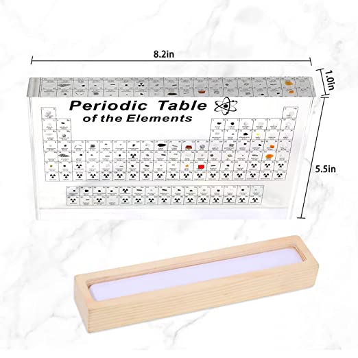 Periodic Table With 83 Kinds Of Real Elements Inside, Acrylic Periodic Table Of Elements Samples, Easy To Read, Creative Gifts For Science Lovers And Students