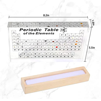 Tabla periódica con 83 tipos de elementos reales en el interior, muestras de tabla periódica de elementos acrílica, fácil de leer, regalos creativos para estudiantes y amantes de la ciencia