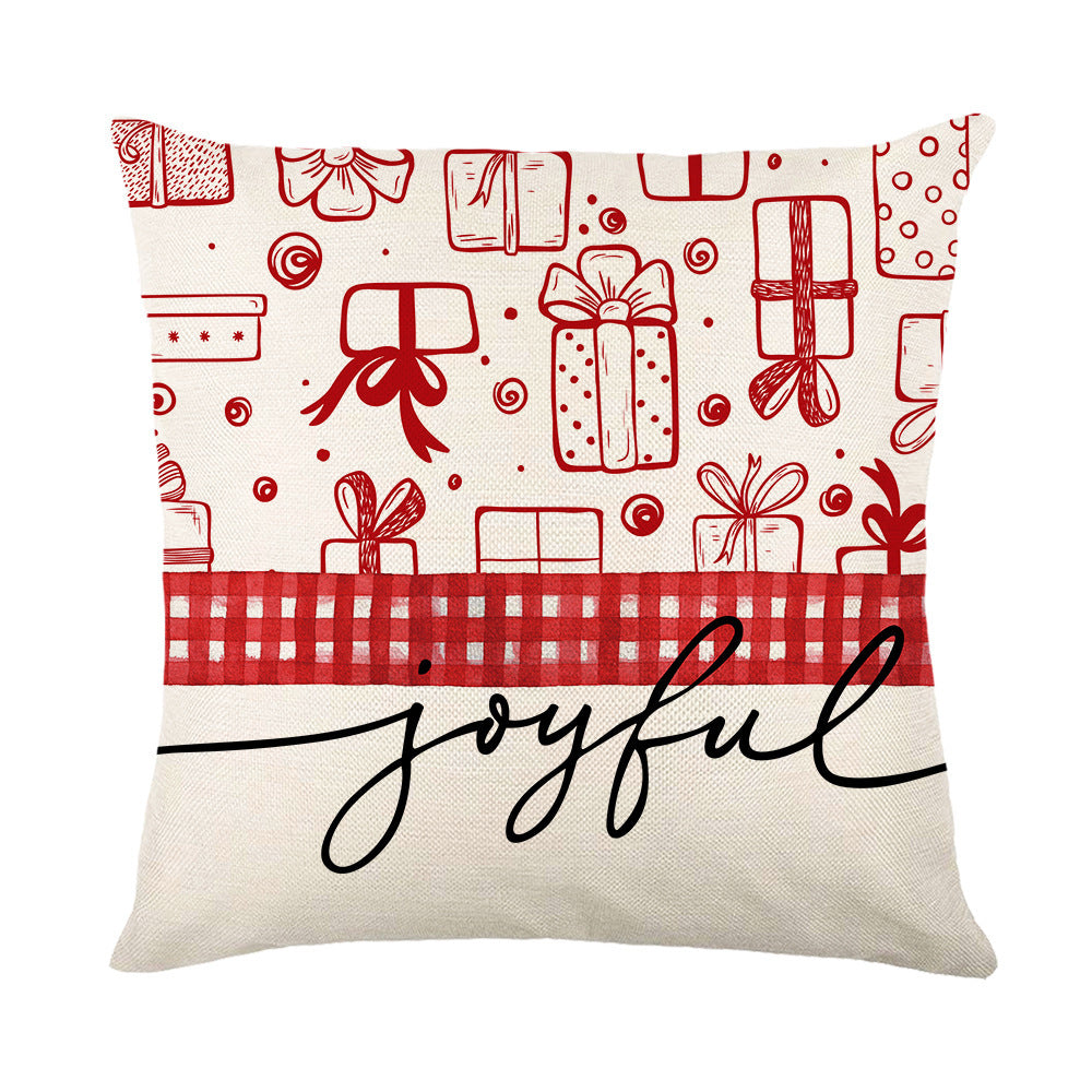 Christmas Pillow Cover Festival Festive Linen Printing Living Room Home Cushion Cover Bedroom Pillow