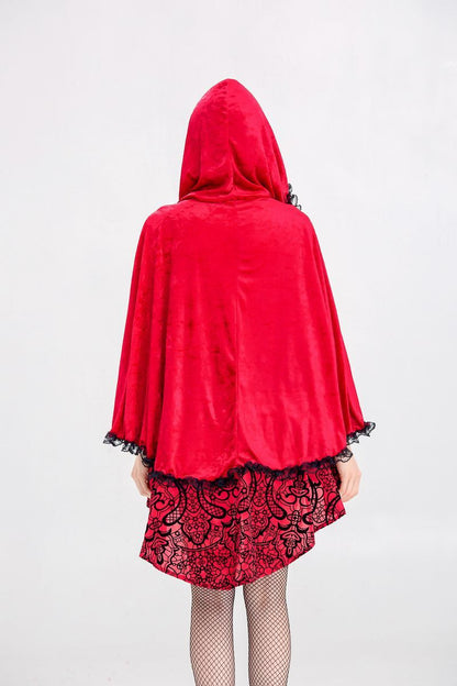 Halloween Gothic Style Red Hat Costume Play Cloak