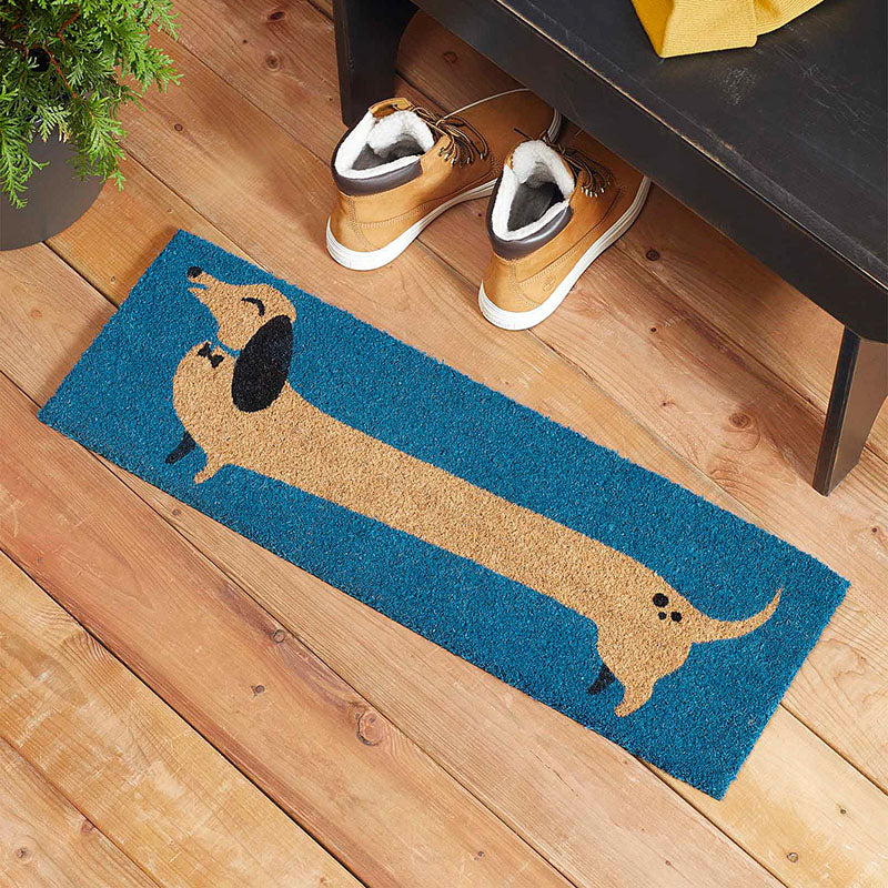 Tapis de salon de chambre à coucher de chien allongé bleu textile à la maison