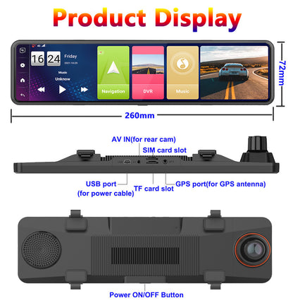 Espejo Retrovisor Tacógrafo Doble Grabación