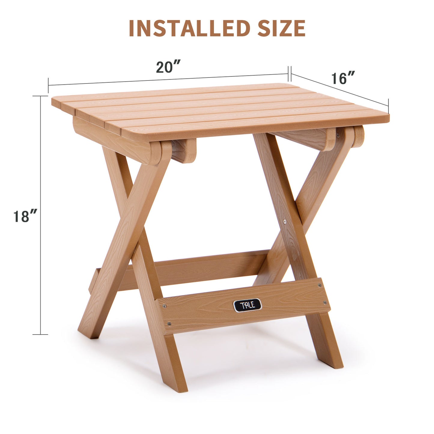 TALE Mesa auxiliar plegable portátil Adirondack, mesa cuadrada de madera de plástico resistente a todo clima y resistente a la decoloración, perfecta para jardín al aire libre, playa, camping, picnics, Ban Amazon